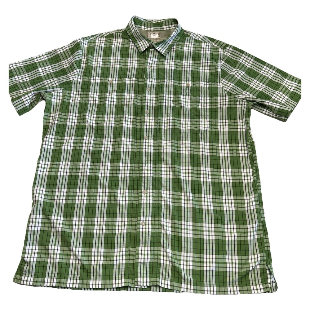 Mens LL Bean Hiking Nylon Blend Lightweight Outdoor Shirt ‎ Plaid Sz XL
